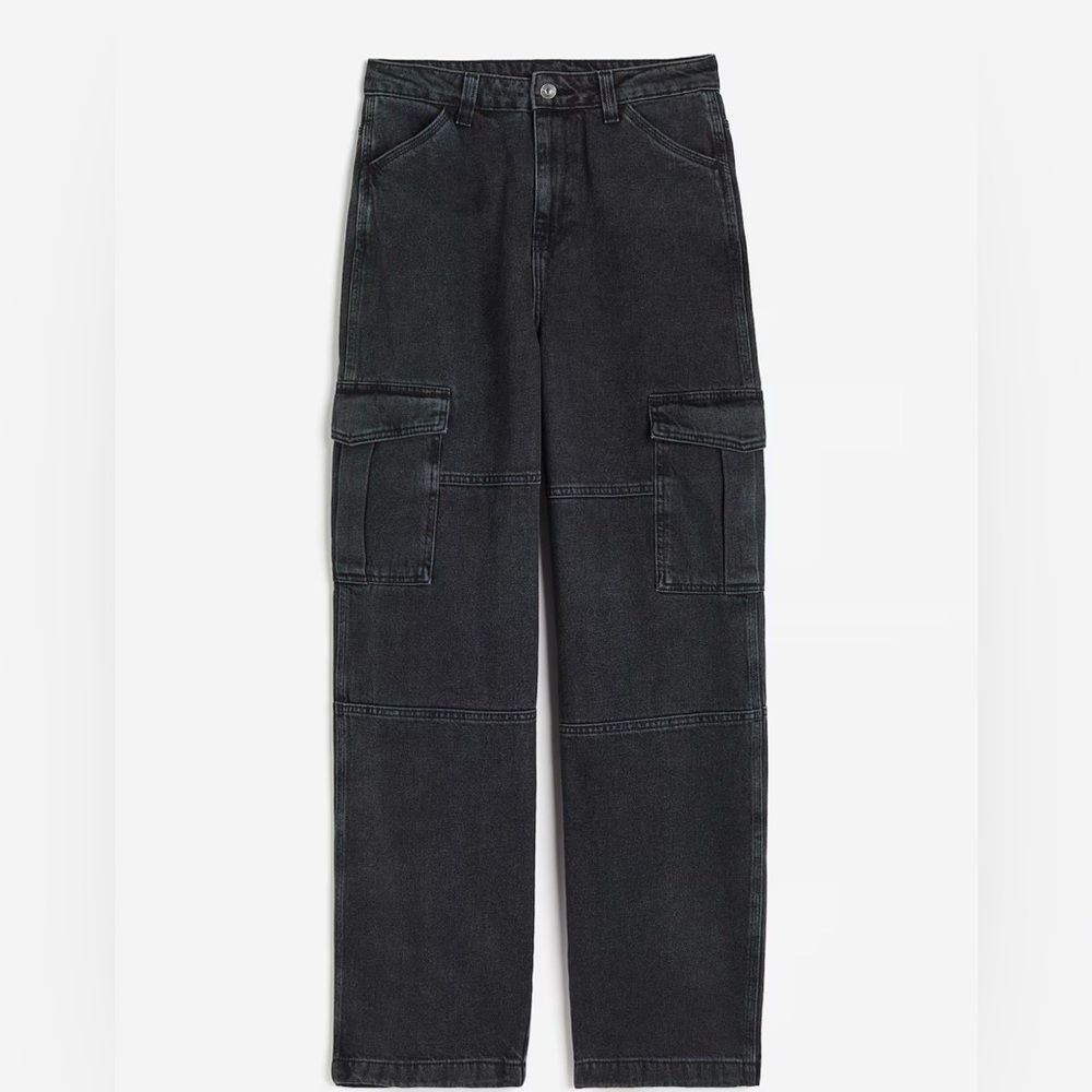 H&M CURVY FIT STRAIGHT HIGH CARGO JEANS 8